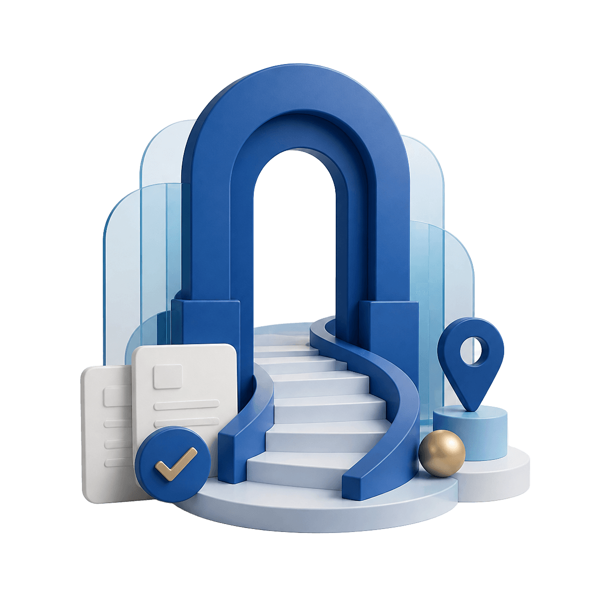 Abstract gateway representing a guided path to studying in Germany